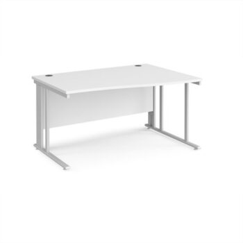 Maestro 25 right hand wave desk 1400mm wide - white cable managed leg frame White Top - MCM14WRWHWH