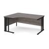 Maestro 25 left hand ergonomic desk 1600mm wide - black cable managed leg frame Grey Oak Top - MCM16ELKGO