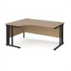 Maestro 25 left hand ergonomic desk 1600mm wide - black cable managed leg frame Kendal Oak Top - MCM16ELKKO