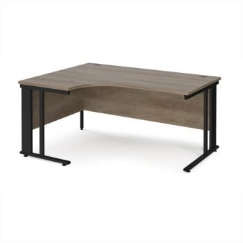 Maestro 25 left hand ergonomic desk 1600mm wide - black cable managed leg frame Nebraska Oak Top - MCM16ELKNO
