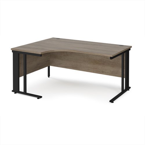 Maestro 25 left hand ergonomic desk 1600mm wide - black cable managed leg frame Nebraska Oak Top - MCM16ELKNO