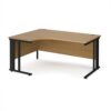 Maestro 25 left hand ergonomic desk 1600mm wide - black cable managed leg frame Oak Top - MCM16ELKO