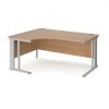 Maestro 25 left hand ergonomic desk 1600mm wide - silver cable managed leg frame Beech top - MCM16ELSB