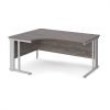 Maestro 25 left hand ergonomic desk 1600mm wide - silver cable managed leg frame Grey Oak Top - MCM16ELSGO