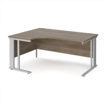 Maestro 25 left hand ergonomic desk 1600mm wide - silver cable managed leg frame Nebraska Oak Top - MCM16ELSNO