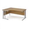 Maestro 25 left hand ergonomic desk 1600mm wide - silver cable managed leg frame Oak Top - MCM16ELSO
