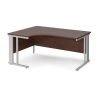 Maestro 25 left hand ergonomic desk 1600mm wide - silver cable managed leg frame Walnut top - MCM16ELSW