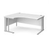 Maestro 25 left hand ergonomic desk 1600mm wide - silver cable managed leg frame White Top - MCM16ELSWH