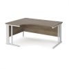 Maestro 25 left hand ergonomic desk 1600mm wide - white cable managed leg frame Nebraska Oak Top - MCM16ELWHNO