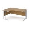 Maestro 25 left hand ergonomic desk 1600mm wide - white cable managed leg frame Oak Top - MCM16ELWHO