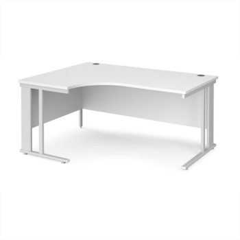 Maestro 25 left hand ergonomic desk 1600mm wide - white cable managed leg frame White Top - MCM16ELWHWH