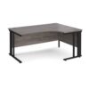 Maestro 25 right hand ergonomic desk 1600mm wide - black cable managed leg frame Grey Oak Top - MCM16ERKGO