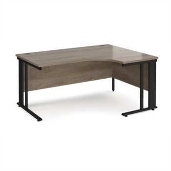 Maestro 25 right hand ergonomic desk 1600mm wide - black cable managed leg frame Nebraska Oak Top - MCM16ERKNO