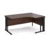 Maestro 25 right hand ergonomic desk 1600mm wide - black cable managed leg frame Walnut top - MCM16ERKW