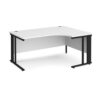 Maestro 25 right hand ergonomic desk 1600mm wide - black cable managed leg frame White Top - MCM16ERKWH
