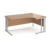 Maestro 25 right hand ergonomic desk 1600mm wide - silver cable managed leg frame Beech top - MCM16ERSB