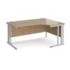 Maestro 25 right hand ergonomic desk 1600mm wide - silver cable managed leg frame Kendal Oak Top - MCM16ERSKO