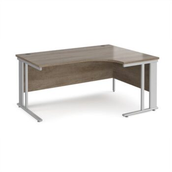 Maestro 25 right hand ergonomic desk 1600mm wide - silver cable managed leg frame Nebraska Oak Top - MCM16ERSNO