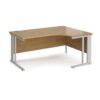 Maestro 25 right hand ergonomic desk 1600mm wide - silver cable managed leg frame Oak Top - MCM16ERSO