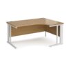 Maestro 25 right hand ergonomic desk 1600mm wide - white cable managed leg frame Oak Top - MCM16ERWHO