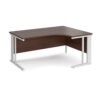 Maestro 25 right hand ergonomic desk 1600mm wide - white cable managed leg frame Walnut top - MCM16ERWHW