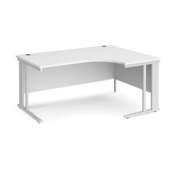 Maestro 25 right hand ergonomic desk 1600mm wide - white cable managed leg frame White Top - MCM16ERWHWH