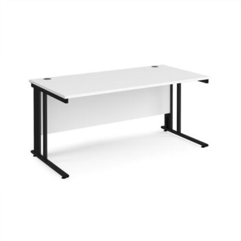 Maestro 25 straight desk 1600mm x 800mm - black cable managed leg frame White Top - MCM16KWH