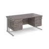 Maestro 25 straight desk 1600mm x 800mm with two x 3 drawer pedestals - silver cable managed leg frame Grey Oak Top - MCM16P33SGO