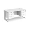 Maestro 25 straight desk 1600mm x 800mm with two x 3 drawer pedestals - white cable managed leg frame White Top - MCM16P33WHWH