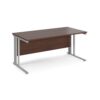 Maestro 25 straight desk 1600mm x 800mm - silver cable managed leg frame Walnut top - MCM16SW