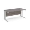 Maestro 25 straight desk 1600mm x 800mm - white cable managed leg frame Grey Oak Top - MCM16WHGO