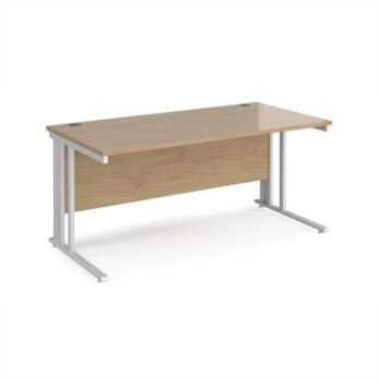 Maestro 25 straight desk 1600mm x 800mm - white cable managed leg frame Kendal top - MCM16WHKO