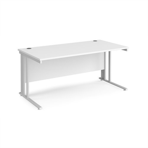 Maestro 25 straight desk 1600mm x 800mm - white cable managed leg frame White Top - MCM16WHWH