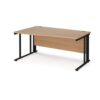 Maestro 25 left hand wave desk 1600mm wide - black cable managed leg frame Beech top - MCM16WLKB