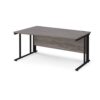 Maestro 25 left hand wave desk 1600mm wide - black cable managed leg frame Grey Oak Top - MCM16WLKGO