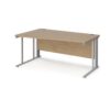 Maestro 25 left hand wave desk 1600mm wide - silver cable managed leg frame Kendal Oak Top - MCM16WLSKO