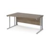 Maestro 25 left hand wave desk 1600mm wide - silver cable managed leg frame Nebraska Oak Top - MCM16WLSNO