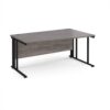 Maestro 25 right hand wave desk 1600mm wide - black cable managed leg frame Grey Oak Top - MCM16WRKGO