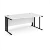 Maestro 25 right hand wave desk 1600mm wide - black cable managed leg frame White Top - MCM16WRKWH