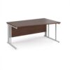 Maestro 25 right hand wave desk 1600mm wide - white cable managed leg frame Walnut top - MCM16WRWHW
