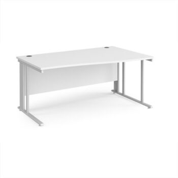 Maestro 25 right hand wave desk 1600mm wide - white cable managed leg frame White Top - MCM16WRWHWH