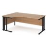 Maestro 25 left hand ergonomic desk 1800mm wide - black cable managed leg frame Beech top - MCM18ELKB