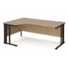 Maestro 25 left hand ergonomic desk 1800mm wide - black cable managed leg frame Kendal Oak Top - MCM18ELKKO