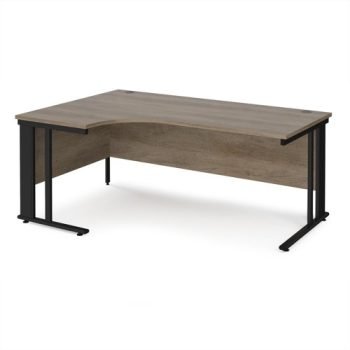 Maestro 25 left hand ergonomic desk 1800mm wide - black cable managed leg frame Nebraska Oak Top - MCM18ELKNO