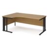 Maestro 25 left hand ergonomic desk 1800mm wide - black cable managed leg frame Oak Top - MCM18ELKO