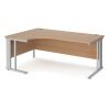 Maestro 25 left hand ergonomic desk 1800mm wide - silver cable managed leg frame Beech top - MCM18ELSB