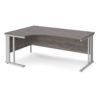 Maestro 25 left hand ergonomic desk 1800mm wide - silver cable managed leg frame Grey Oak Top - MCM18ELSGO