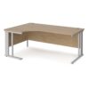 Maestro 25 left hand ergonomic desk 1800mm wide - silver cable managed leg frame Kendal Oak Top - MCM18ELSKO