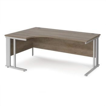 Maestro 25 left hand ergonomic desk 1800mm wide - silver cable managed leg frame Nebraska Oak Top - MCM18ELSNO