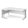 Maestro 25 left hand ergonomic desk 1800mm wide - silver cable managed leg frame White Top - MCM18ELSWH